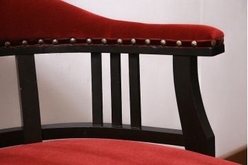 和製アンティーク　大正昭和初期　ナラ材　レトロ　大正ロマンな回転チェア(椅子、アームチェア、ドクターチェア)(R-044781)