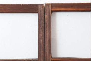 アンティーク建具　和製アンティーク　昭和中期　木味が魅力のレトロなガラス戸2枚セット(引き戸、建具)(R-044783)