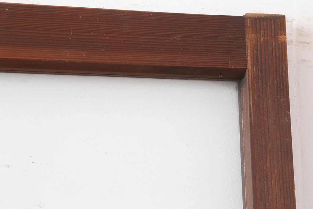 アンティーク建具　和製アンティーク　昭和中期　木味が魅力のレトロなガラス戸2枚セット(引き戸、建具)(R-044783)