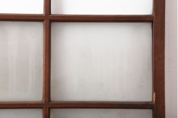 アンティーク建具　和製アンティーク　昭和中期　木味が魅力のレトロなガラス戸2枚セット(引き戸、建具)(R-044783)