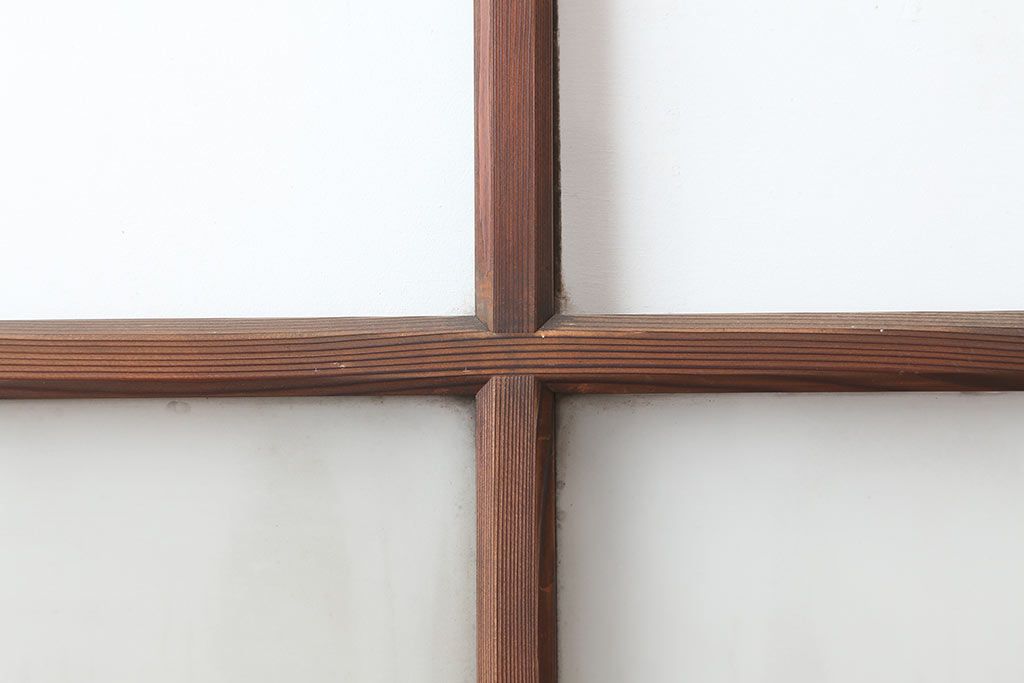 アンティーク建具　和製アンティーク　昭和中期　木味が魅力のレトロなガラス戸2枚セット(引き戸、建具)(R-044783)