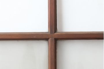 アンティーク建具　和製アンティーク　昭和中期　木味が魅力のレトロなガラス戸2枚セット(引き戸、建具)(R-044783)
