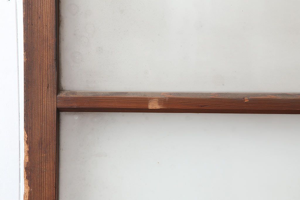 アンティーク建具　和製アンティーク　昭和中期　木味が魅力のレトロなガラス戸2枚セット(引き戸、建具)(R-044783)