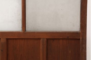 アンティーク建具　和製アンティーク　昭和中期　木味が魅力のレトロなガラス戸2枚セット(引き戸、建具)(R-044783)