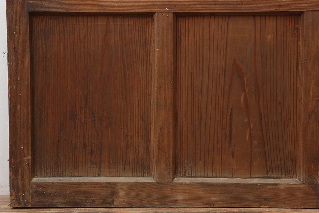 アンティーク建具　和製アンティーク　昭和中期　木味が魅力のレトロなガラス戸2枚セット(引き戸、建具)(R-044783)