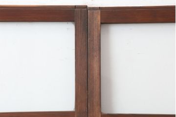 アンティーク建具　和製アンティーク　昭和中期　木味が魅力のレトロなガラス戸2枚セット(引き戸、建具)(R-044783)