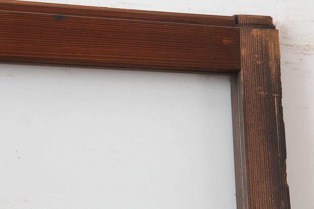 アンティーク建具　和製アンティーク　昭和中期　木味が魅力のレトロなガラス戸2枚セット(引き戸、建具)(R-044783)