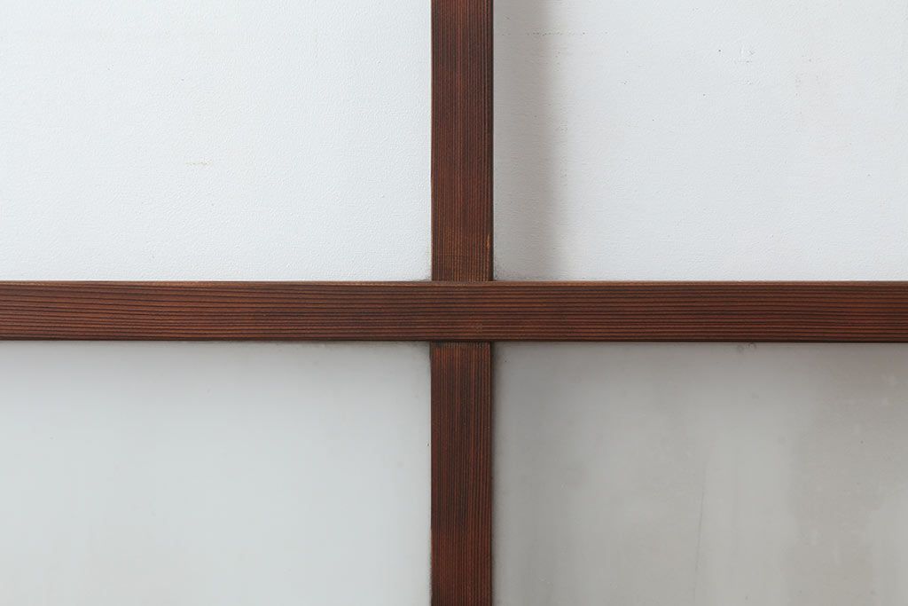 アンティーク建具　和製アンティーク　昭和中期　木味が魅力のレトロなガラス戸2枚セット(引き戸、建具)(R-044783)