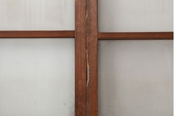 アンティーク建具　和製アンティーク　昭和中期　木味が魅力のレトロなガラス戸2枚セット(引き戸、建具)(R-044783)