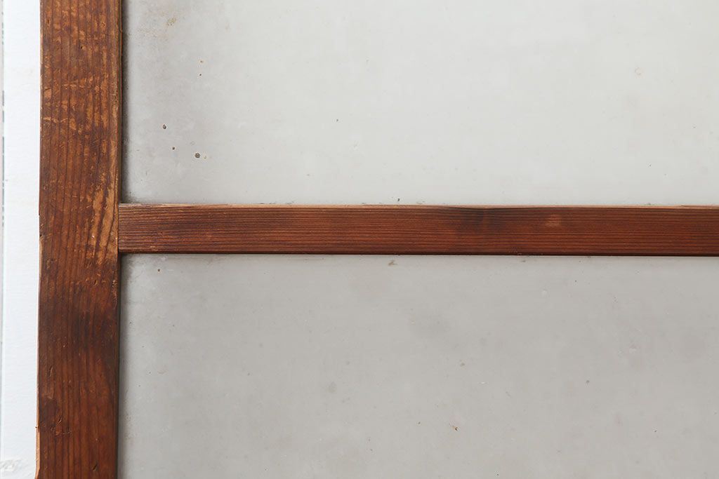 アンティーク建具　和製アンティーク　昭和中期　木味が魅力のレトロなガラス戸2枚セット(引き戸、建具)(R-044783)