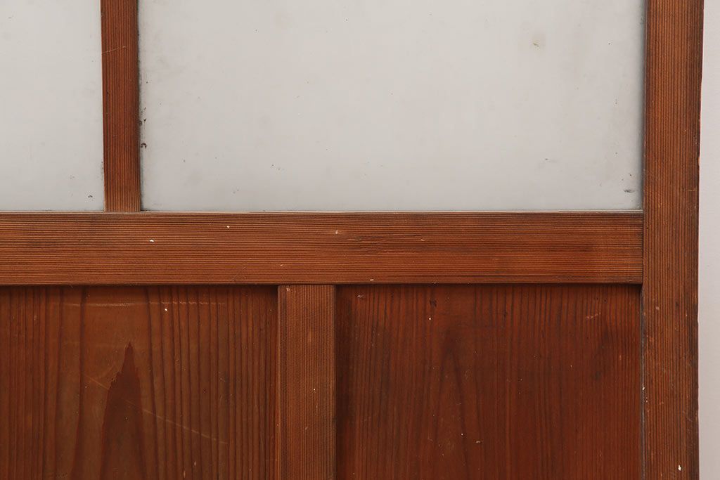 アンティーク建具　和製アンティーク　昭和中期　木味が魅力のレトロなガラス戸2枚セット(引き戸、建具)(R-044783)