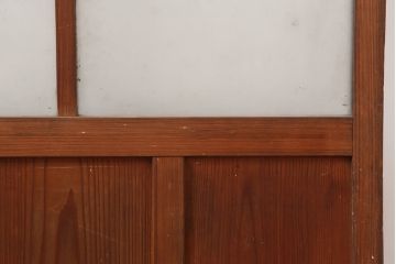アンティーク建具　和製アンティーク　昭和中期　木味が魅力のレトロなガラス戸2枚セット(引き戸、建具)(R-044783)