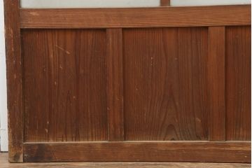 アンティーク建具　和製アンティーク　昭和中期　木味が魅力のレトロなガラス戸2枚セット(引き戸、建具)(R-044783)