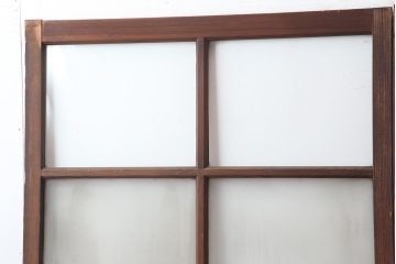 アンティーク建具　和製アンティーク　昭和中期　木味が魅力のレトロなガラス戸2枚セット(引き戸、建具)(R-044783)