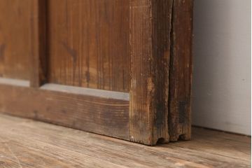 アンティーク建具　和製アンティーク　昭和中期　木味が魅力のレトロなガラス戸2枚セット(引き戸、建具)(R-044783)