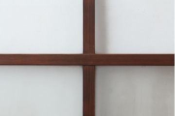 アンティーク建具　和製アンティーク　昭和中期　木味が魅力のレトロなガラス戸2枚セット(引き戸、建具)(R-044783)