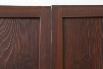 アンティーク建具　昭和初期　鏡板杉材一枚板　上品な和の雰囲気漂う組子帯戸2枚セット(引き戸、ガラス帯戸)(R-044784)