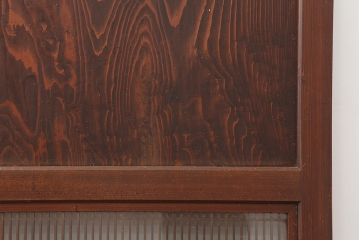 アンティーク建具　昭和初期　鏡板杉材一枚板　上品な和の雰囲気漂う組子帯戸2枚セット(引き戸、ガラス帯戸)(R-044784)