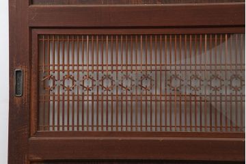 アンティーク建具　昭和初期　鏡板杉材一枚板　上品な和の雰囲気漂う組子帯戸2枚セット(引き戸、ガラス帯戸)(R-044784)