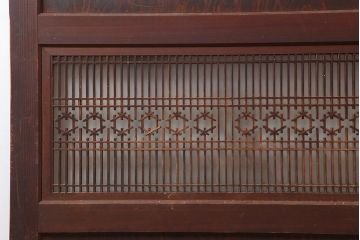 アンティーク建具　昭和初期　鏡板杉材一枚板　上品な和の雰囲気漂う組子帯戸2枚セット(引き戸、ガラス帯戸)(R-044784)
