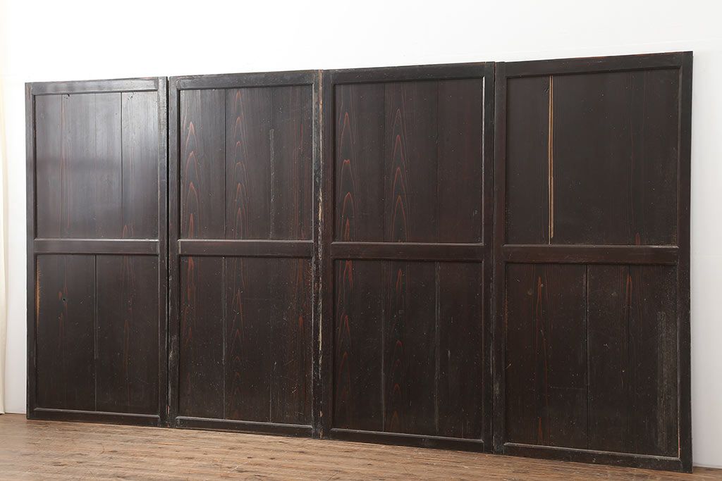 アンティーク建具　和製アンティーク　明治期　格調高い和を演出する帯戸4枚セット　(R-044785)