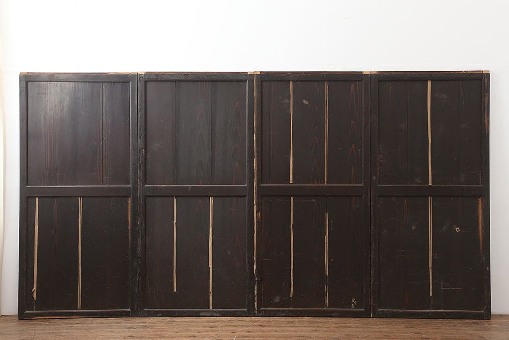 アンティーク建具　和製アンティーク　明治期　格調高い和を演出する帯戸4枚セット　(R-044785)