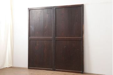 アンティーク建具　和製アンティーク　明治期　格調高い和を演出する帯戸2枚セット(板戸、建具、引き戸)(R-044786)
