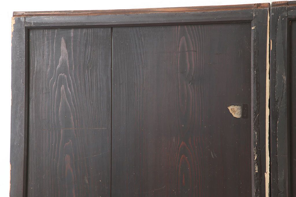 アンティーク建具　和製アンティーク　明治期　格調高い和を演出する帯戸2枚セット(板戸、建具、引き戸)(R-044786)