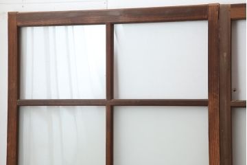 レトロ建具　昭和初期　幅広いテイストとマッチするシンプルなガラス戸4枚セット(引き戸、建具)(R-044787)