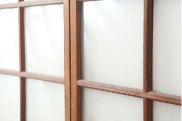 レトロ建具　昭和初期　幅広いテイストとマッチするシンプルなガラス戸4枚セット(引き戸、建具)(R-044787)