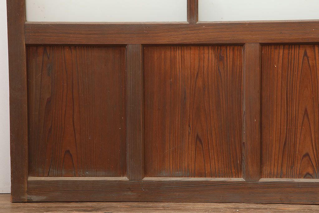 レトロ建具　昭和初期　幅広いテイストとマッチするシンプルなガラス戸4枚セット(引き戸、建具)(R-044787)