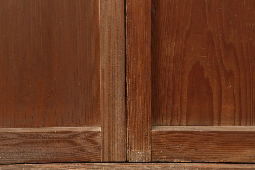 レトロ建具　昭和初期　幅広いテイストとマッチするシンプルなガラス戸4枚セット(引き戸、建具)(R-044787)