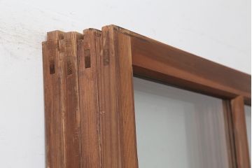 レトロ建具　昭和初期　幅広いテイストとマッチするシンプルなガラス戸4枚セット(引き戸、建具)(R-044787)