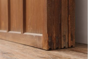 レトロ建具　昭和初期　幅広いテイストとマッチするシンプルなガラス戸4枚セット(引き戸、建具)(R-044787)