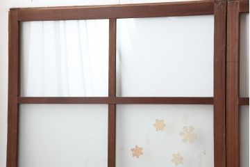 レトロ建具　昭和初期　幅広いテイストとマッチするシンプルなガラス戸4枚セット(引き戸、建具)(R-044787)