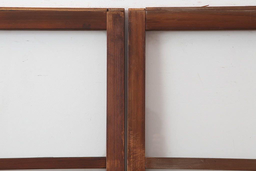 レトロ建具　昭和初期　幅広いテイストとマッチするシンプルなガラス戸4枚セット(引き戸、建具)(R-044787)