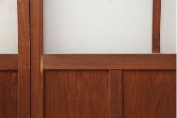 レトロ建具　昭和初期　幅広いテイストとマッチするシンプルなガラス戸4枚セット(引き戸、建具)(R-044787)