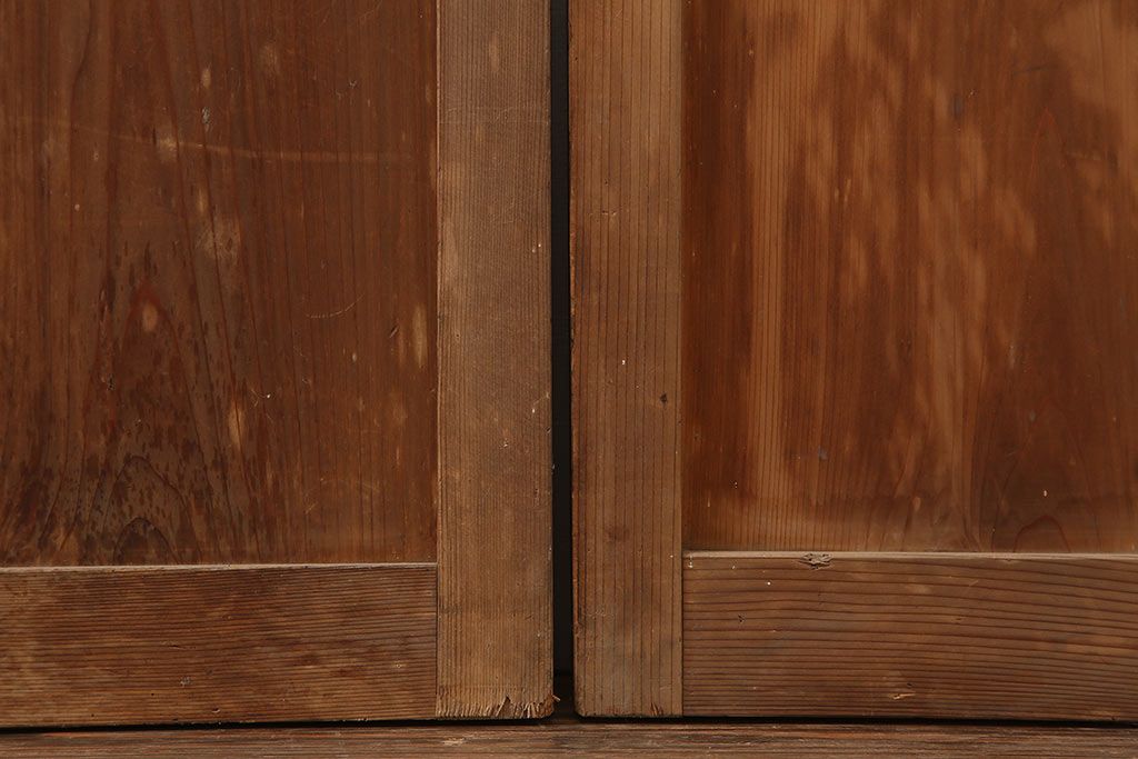 レトロ建具　昭和初期　幅広いテイストとマッチするシンプルなガラス戸4枚セット(引き戸、建具)(R-044787)