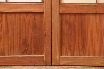 アンティーク建具　裏障子付き　昭和初期　和風の空間づくりにおすすめな格子戸4枚セット(ガラス帯戸、引き戸、建具)(R-044789)