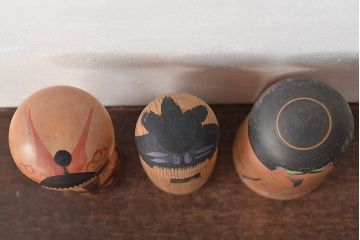 古い　伝統こけし5本(又三郎、春男、久一、庫治、郷土玩具)(R-044790)