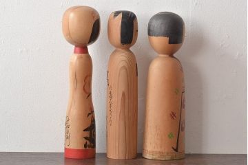 古い　伝統こけし5本(又三郎、春男、久一、庫治、郷土玩具)(R-044790)