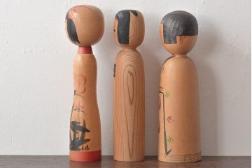 古い　伝統こけし5本(又三郎、春男、久一、庫治、郷土玩具)(R-044790)