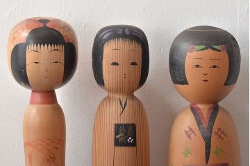 古い　伝統こけし5本(又三郎、春男、久一、庫治、郷土玩具)(R-044790)