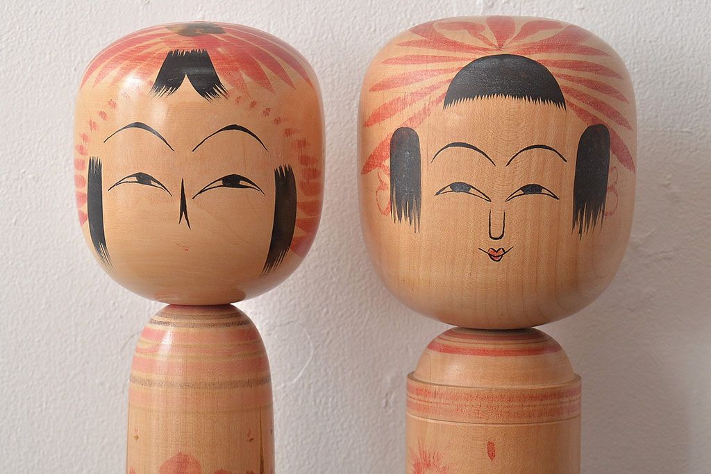 古い　伝統こけし5本(又三郎、春男、久一、庫治、郷土玩具)(R-044790)
