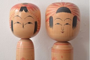 古い　伝統こけし5本(又三郎、春男、久一、庫治、郷土玩具)(R-044790)