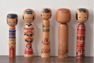 古い　伝統こけし8本(会津、花巻、郷土玩具)(R-044791)