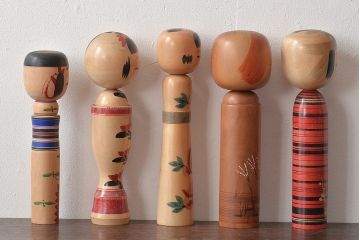 古い　伝統こけし8本(会津、花巻、郷土玩具)(R-044791)