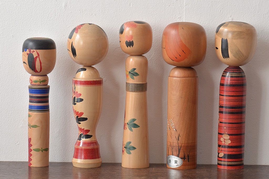 古い　伝統こけし8本(会津、花巻、郷土玩具)(R-044791)