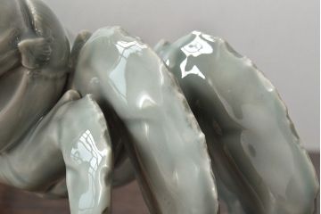 昭和初期　肥前　鍋島青山作　青磁　蟹置物(置き物、オブジェ)(R-044794)