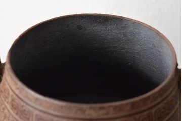 大正〜昭和初期　南部　三岩堂　銀口　鉄瓶(丸に違い鷹の羽紋)(R-044797)